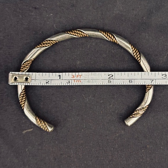 Sterling Silver Navajo Made Twisted Cuff Bracelet - Unisex - Picture 6 of 8